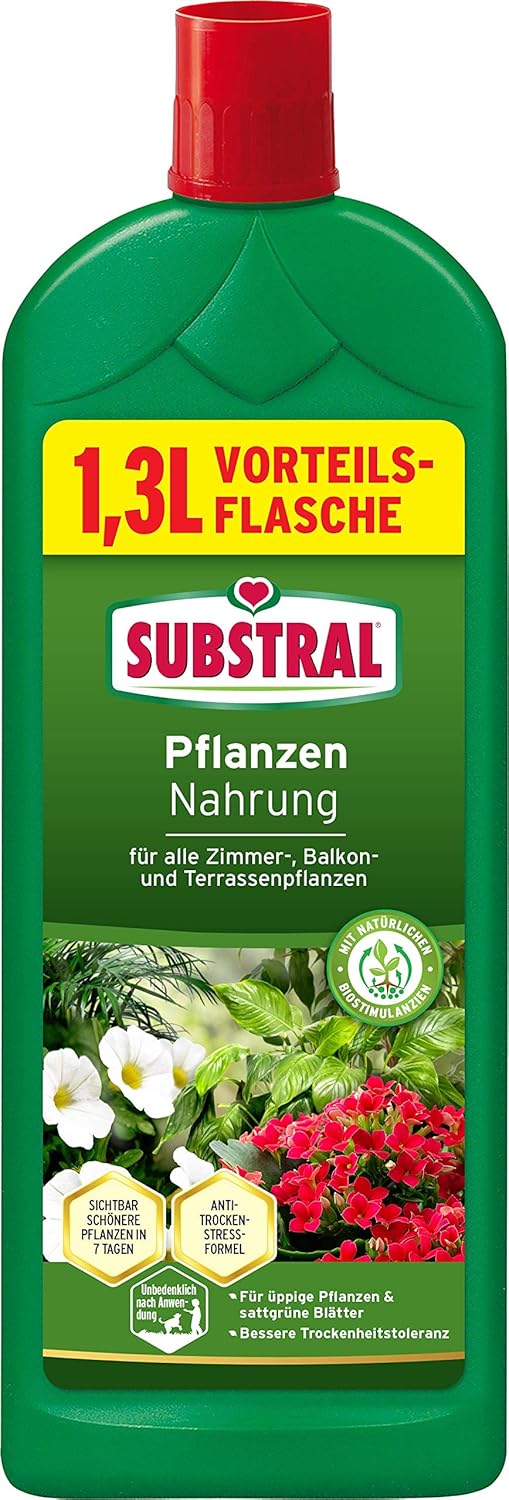 Substral Pflanzennahrung Nahrung, 1,3 L, Flüssigdünger für alle Grünpflanzen im Zimmer auf Balkon, Terrasse und Beet