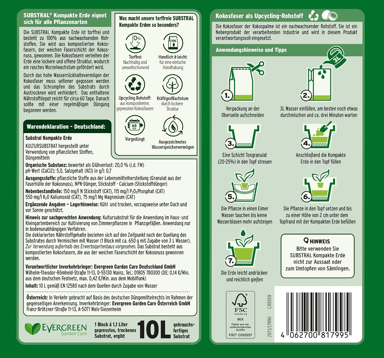 Substral Premium Kokoserde 10L - Quellbeutel für Urbane Gärtner, Vorgedüngt & Wassersparend, Grün (Packung mit 2) — Ansicht 2