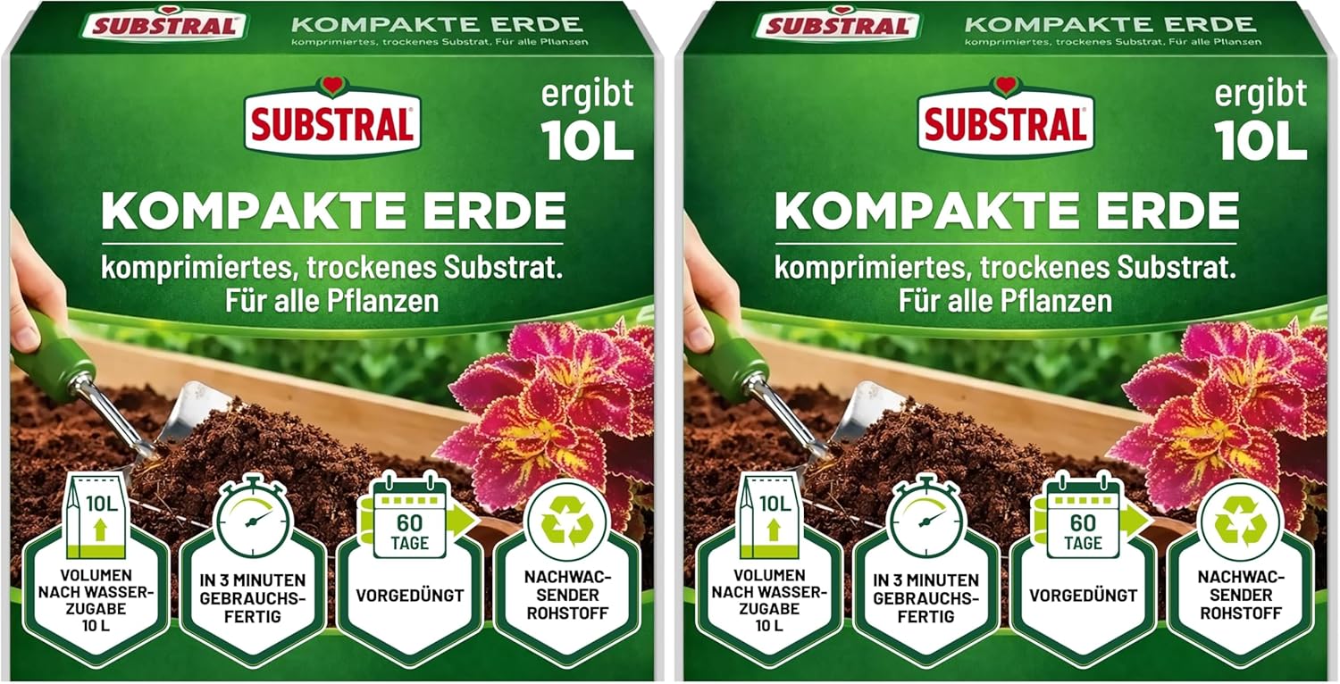 Substral Premium Kokoserde 10L - Quellbeutel für Urbane Gärtner, Vorgedüngt & Wassersparend, Grün (Packung mit 2)
