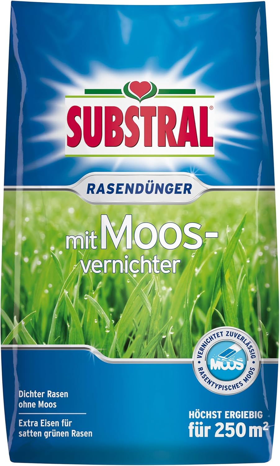Substral Rasendünger mit Moosvernichter, 2in1 Wirkung: düngt und bekämpft Moos, mit Profitechnologie, 9kg für 250m2
