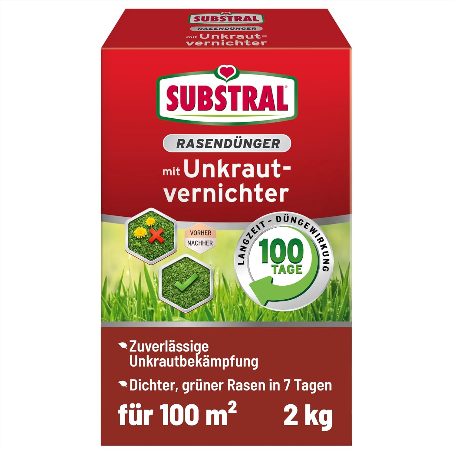 Substral Rasendünger mit Unkrautvernichter 2kg für 100 m2 Langzeitwirkung