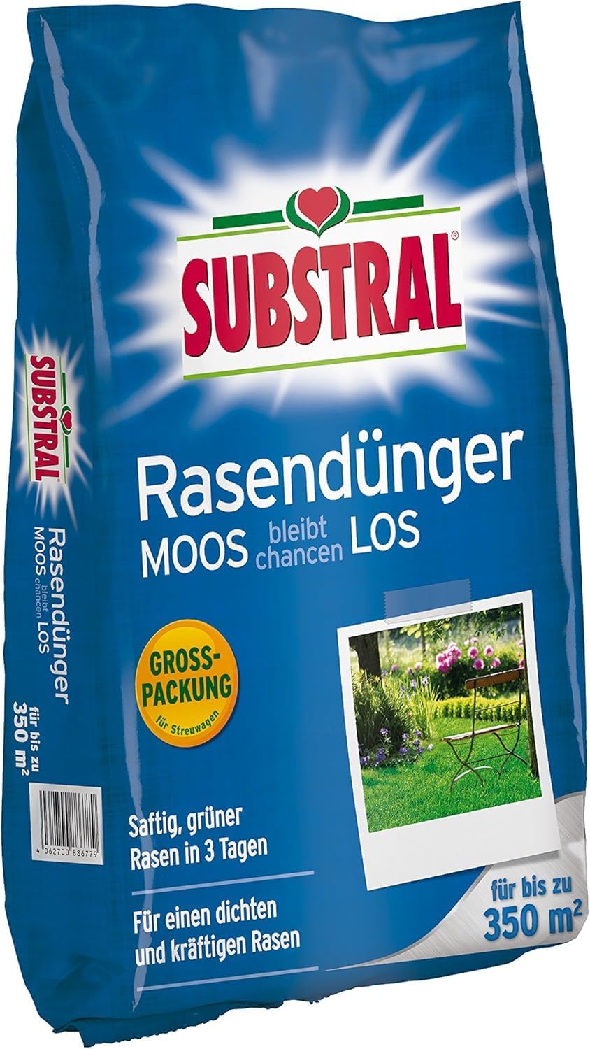 Substral Rasendünger MOOS bleibt chancenLOS schnelle Lückenschließung mit Extra Eisen für 350 m2 - 10,5kg