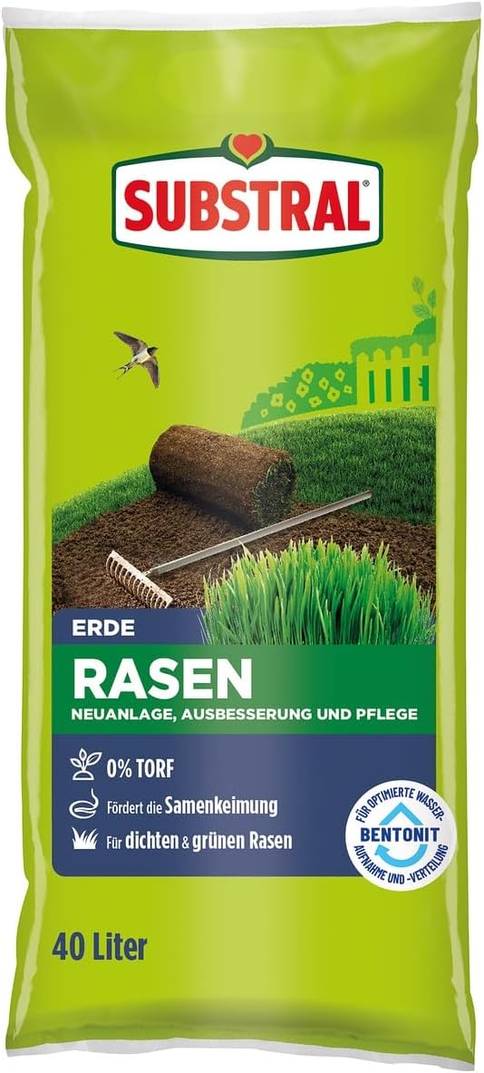 Substral Rasenerde 40L torffrei mit Bentonit für Neuanlage und Reparatur