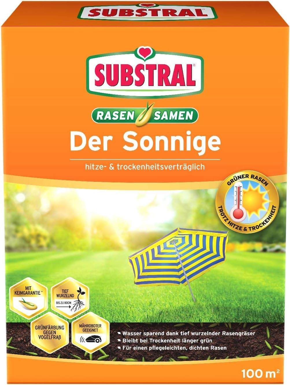 Substral Rasensamen Der Sonnige Trockenrasen Rasensamenmischung für sonnige und trockene Standorte 2,25kg | Für sonnige Standorte, Für trockene Standorte