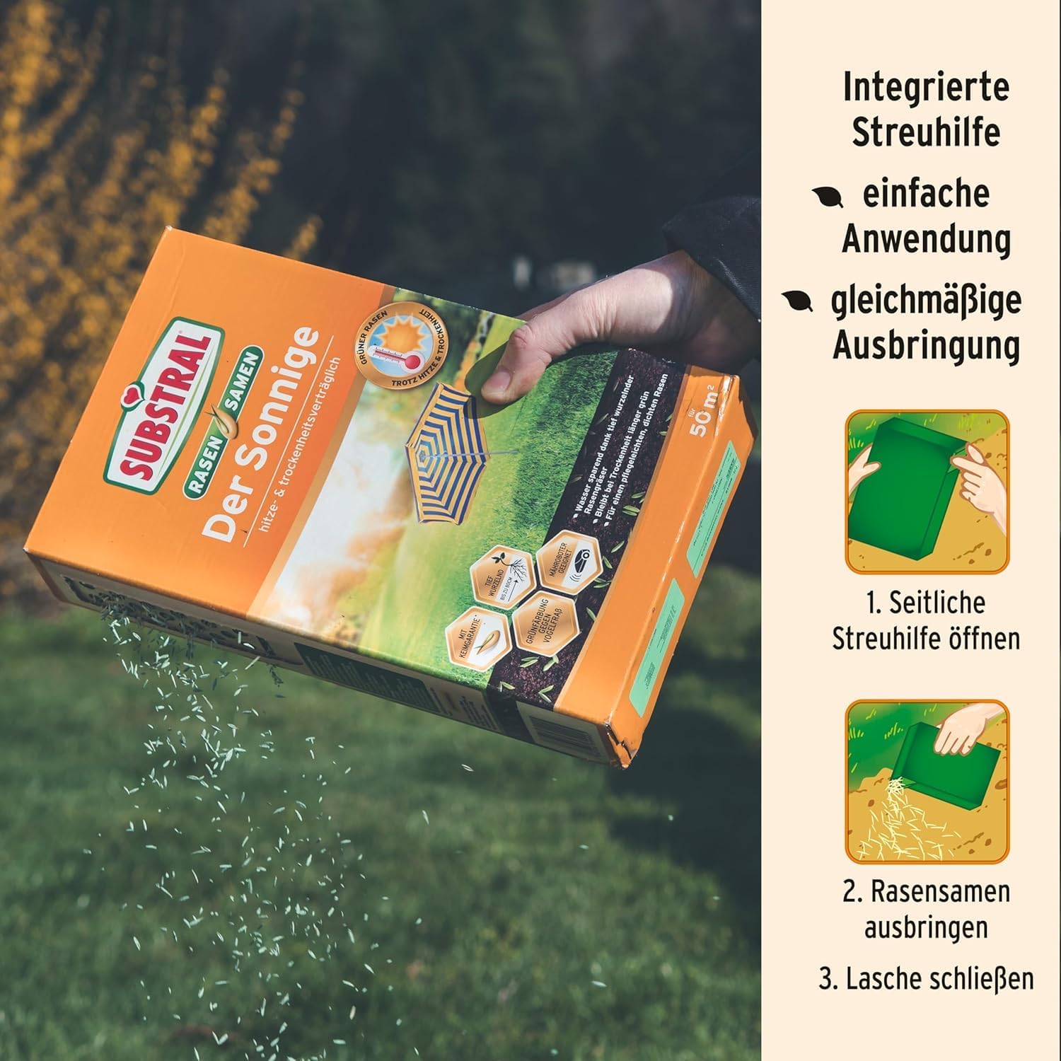 Substral Rasensamen Der Sonnige Trockenrasen Rasensamenmischung für sonnige und trockene Standorte 2,25kg | Für sonnige Standorte, Für trockene Standorte — Ansicht 3