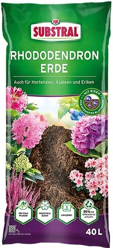 Substral Rhododendron Erde 40L, saure Erde für prachtvolle Rhododendren & Hortensien sowie schmackhafte Heidelbeeren & Preiselbeeren & Co.