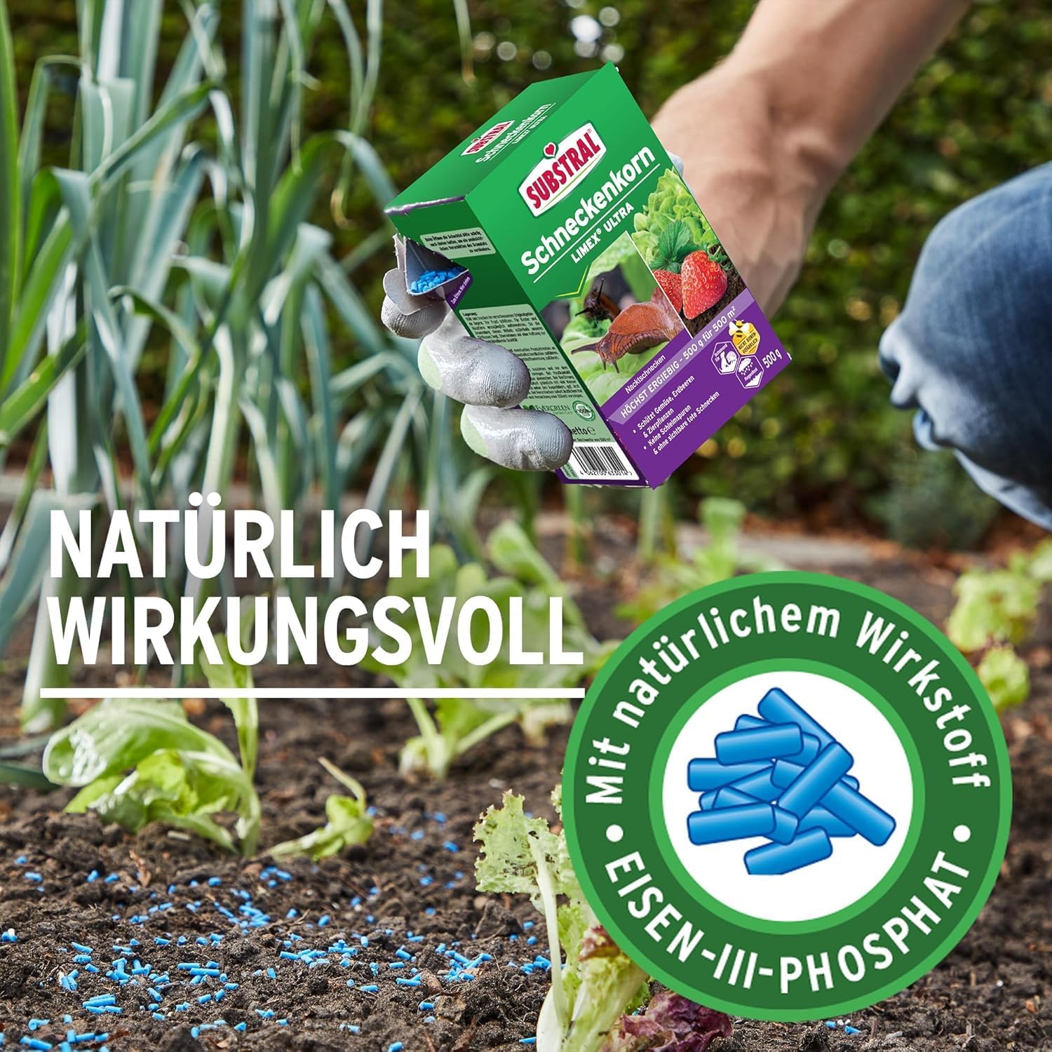 Substral Schneckenkorn LIMEX Ultra 500g für 500qm hochwirksamer Schutz gegen Schnecken für Obst Gemüse & Zierpflanzen — Ansicht 3