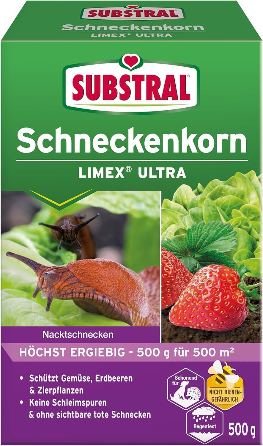 Substral Schneckenkorn LIMEX Ultra 500g für 500qm hochwirksamer Schutz gegen Schnecken für Obst Gemüse & Zierpflanzen
