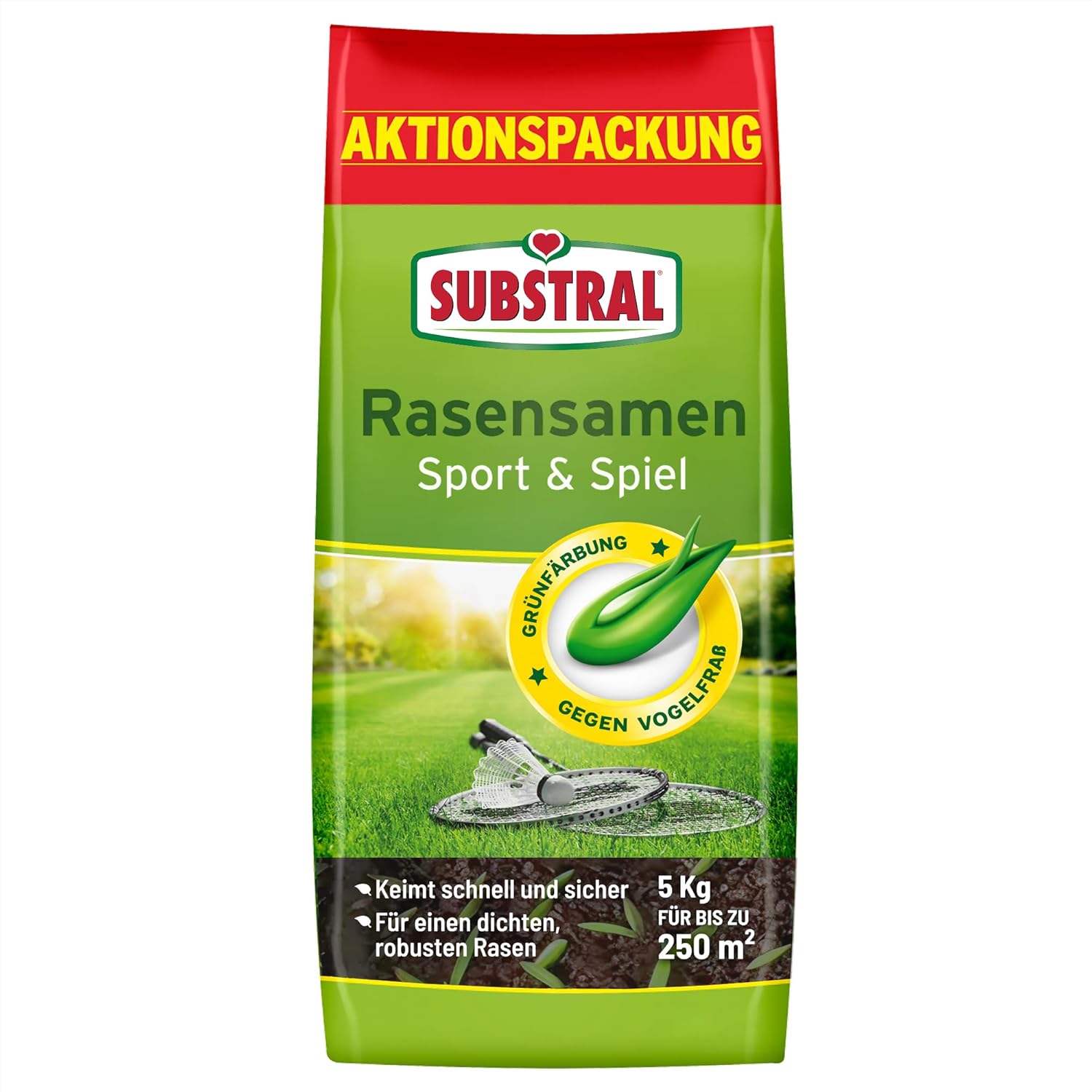Substral Sport und Spiel Rasensamen 5kg schnell keimend für 250 m2