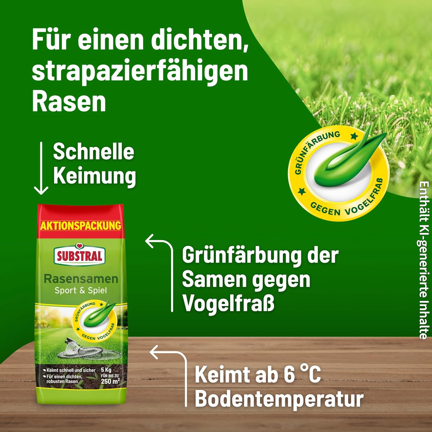 Substral Sport und Spiel Rasensamen 5kg schnell keimend für 250 m2 — Ansicht 2