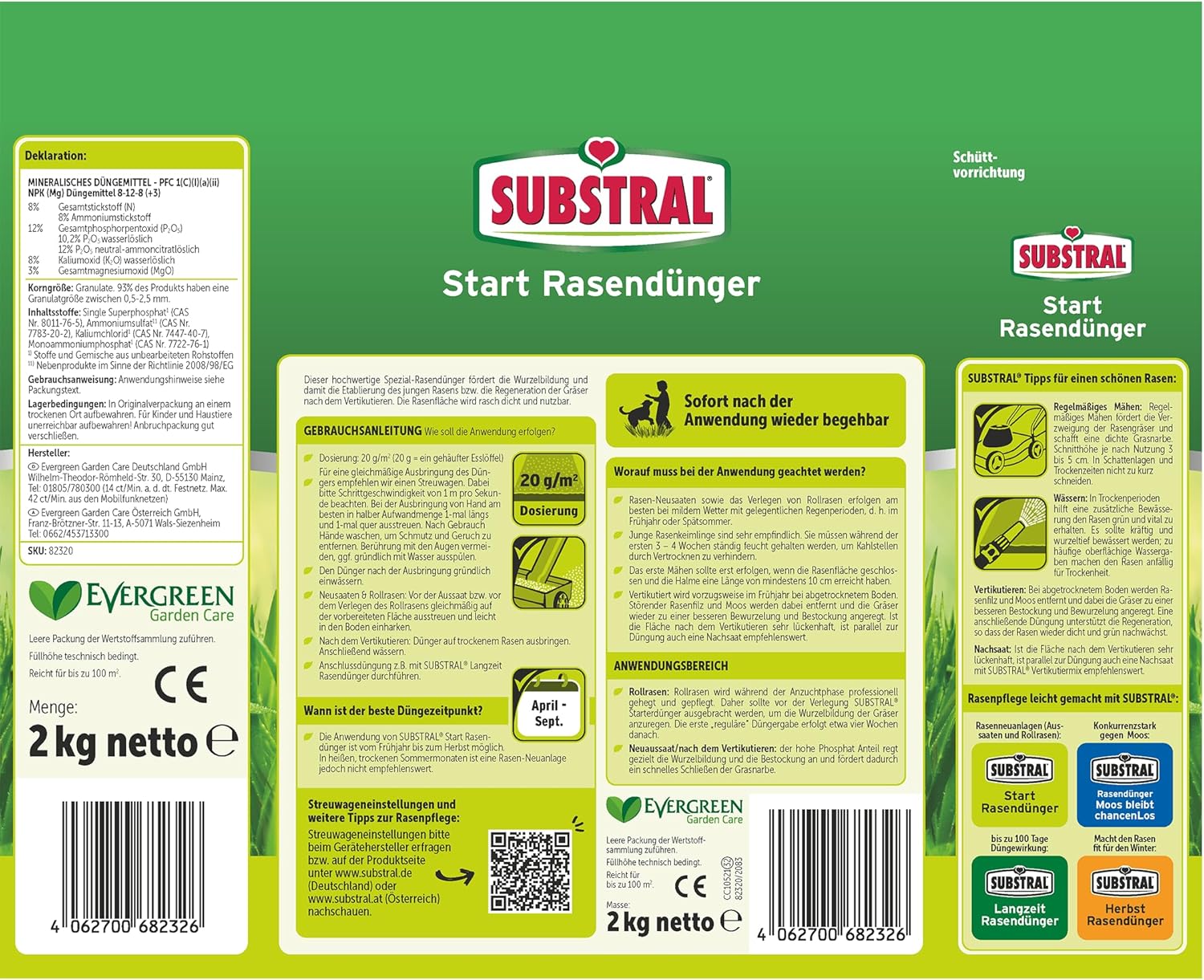 Substral Start Rasendünger 2kg für 100 qm für eine schnelle Wurzelbildung bei Rasenneuanlagen wie Aussaaten und Rollrasen — Ansicht 2