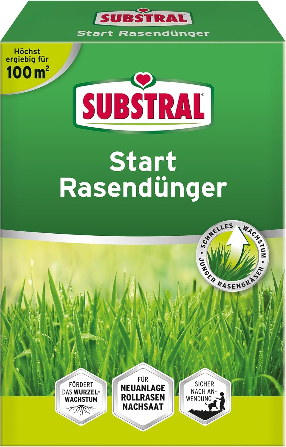 Substral Start Rasendünger 2kg für 100 qm für eine schnelle Wurzelbildung bei Rasenneuanlagen wie Aussaaten und Rollrasen