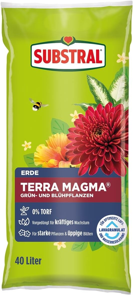 Substral Terra Magma Blumenerde 40L torffrei mit Lava für Grünpflanzen