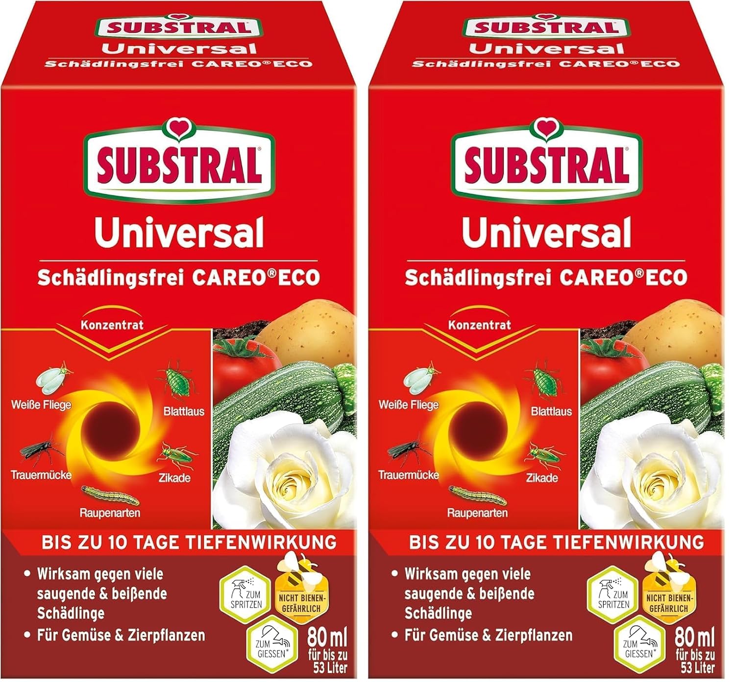 Substral Universal Schädlingsfrei Careo Eco, 80ml Konzentrat - gegen Blattläuse, Weiße Fliege, Buchsbaumzünsler, uvm (Packung mit 2)