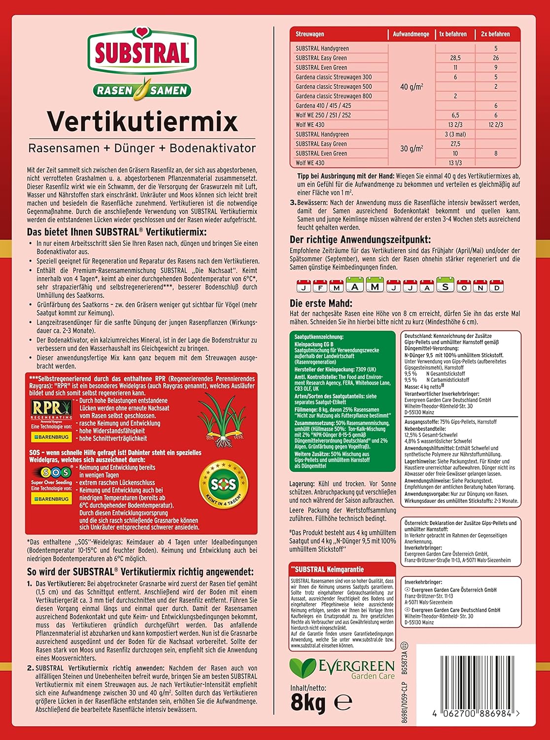 Substral Vertikutiermix für 266 m2 8kg Rasenreparatur - Mischung aus Rasensamen Rasendünger und Bodenaktivator — Ansicht 2